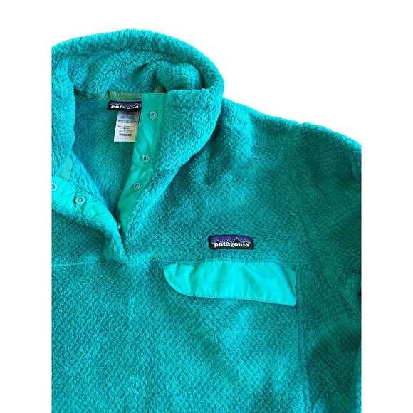 Patagonia Womens L Fleece Pullover Jacket Turquoise 1/4 button pullover - Picture 6 of 9